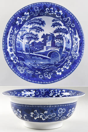 Tower Blue (No #, Older, Gadroon) Large Fruit Bowl