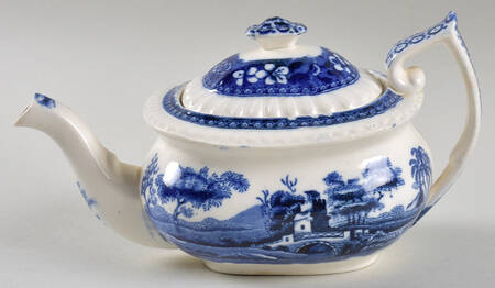 Tower Blue (No #, Older, Gadroon) Individual Teapot & Lid