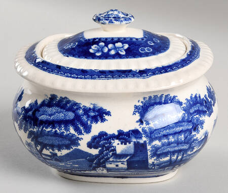 Tower Blue (No #, Older, Gadroon) Sugar Bowl & Lid