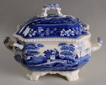 Tower Blue (No #, Older, Gadroon) Tureen & Lid