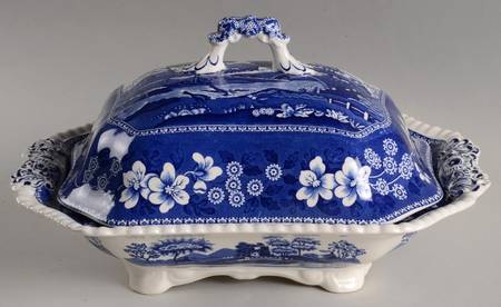 Tower Blue (No #, Older, Gadroon) Rectangular Covered Vegetable