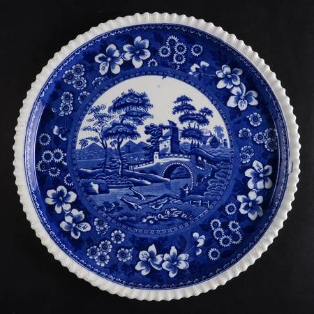 Tower Blue (No #, Older, Gadroon) Cake Plate