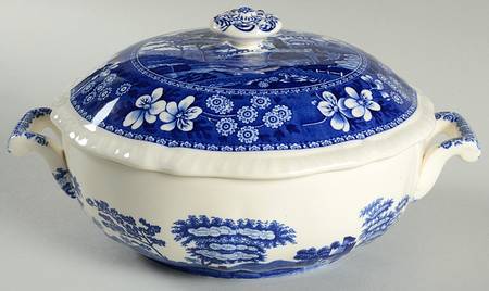 Tower Blue (No #, Older, Gadroon) 1.25 Qt Round Covered Casserole