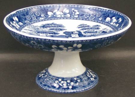 Tower Blue (No #, Older, Gadroon) Round Compote (Height X Width)