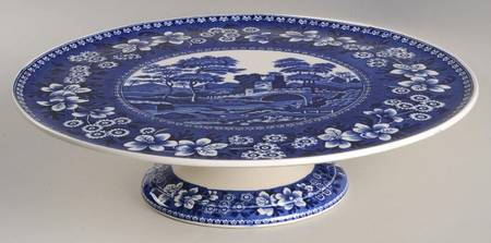 Tower Blue (No #, Older, Gadroon) 12" Diameter Pedestal Cake Stand
