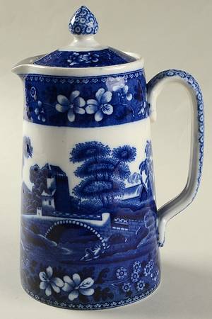 Tower Blue (No #, Older, Gadroon) Hot Water Jug & Lid