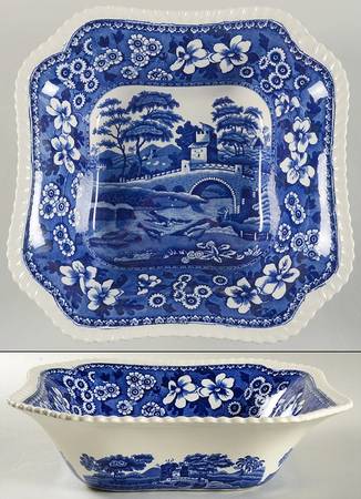 Tower Blue (No #, Older, Gadroon) 10" Square Vegetable Bowl