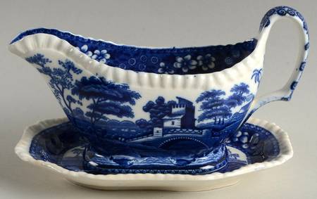 Tower Blue (No #, Older, Gadroon) Gravy Boat & Underplate