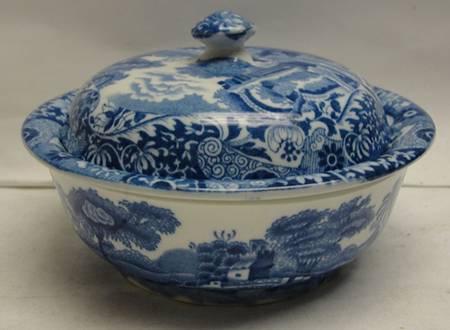 Tower Blue (No #, Older, Gadroon) Round Covered Butter w/Strainer