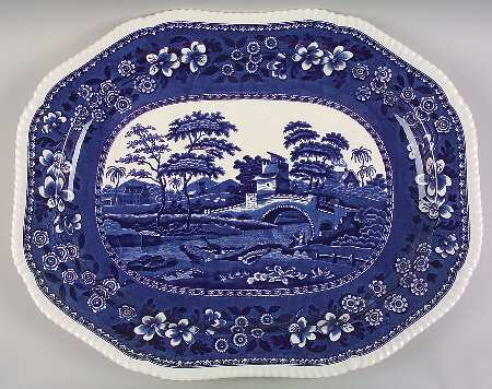 Tower Blue (No #, Older, Gadroon) 22" Oval Serving Platter