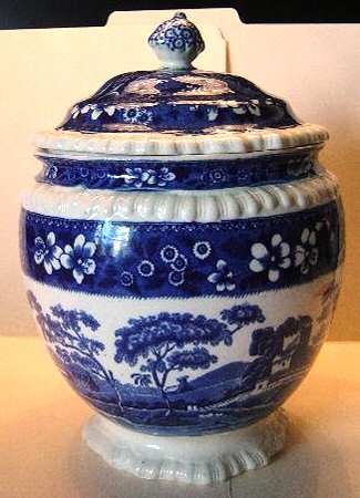 Tower Blue (No #, Older, Gadroon) Biscuit Barrel & Lid