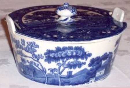 Tower Blue (No #, Older, Gadroon) Butter Tub & Lid w/Strainer