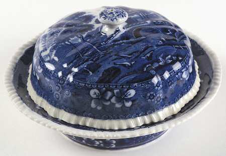 Tower Blue (No #, Older, Gadroon) Round Covered Butter