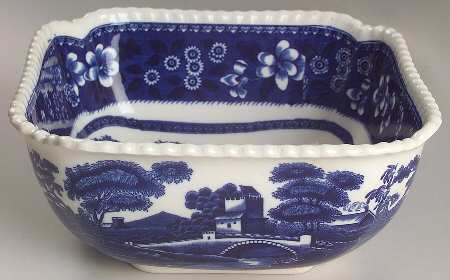 Tower Blue (No #, Older, Gadroon) 8" Square Bowl