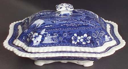 Tower Blue (No #, Older, Gadroon) Rectangular Covered Vegetable