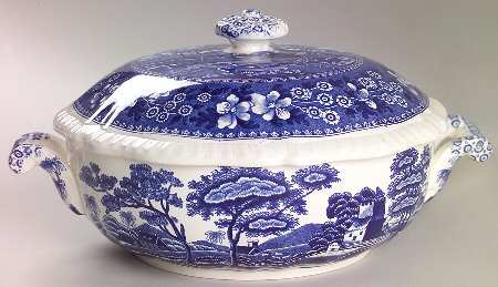 Tower Blue (No #, Older, Gadroon) Round Covered Vegetable