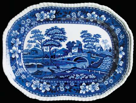 Tower Blue (No #, Older, Gadroon) 13" Oval Serving Platter