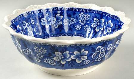 Tower Blue (No #, Older, Gadroon) 10" Large Salad Serving Bowl