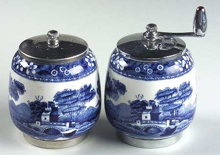 Tower Blue (No #, Older, Gadroon) Salt Mill & Pepper Mill Set