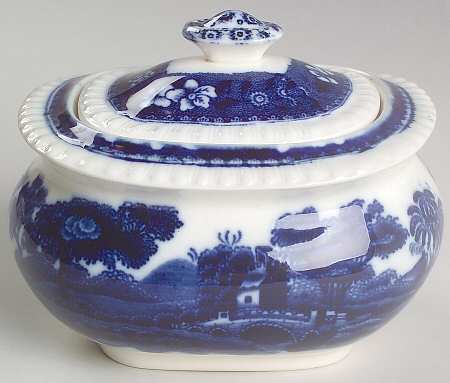 Tower Blue (No #, Older, Gadroon) Mini Sugar Bowl & Lid