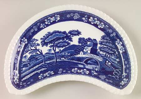 Tower Blue (No #, Older, Gadroon) Crescent Salad Plate