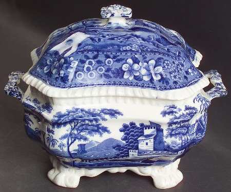 Tower Blue (No #, Older, Gadroon) Tureen & Lid