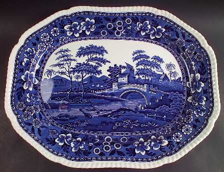 Tower Blue (No #, Older, Gadroon) 18" Oval Serving Platter