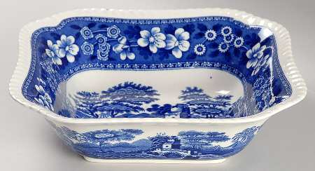 Tower Blue (No #, Older, Gadroon) 8" Square Vegetable Bowl