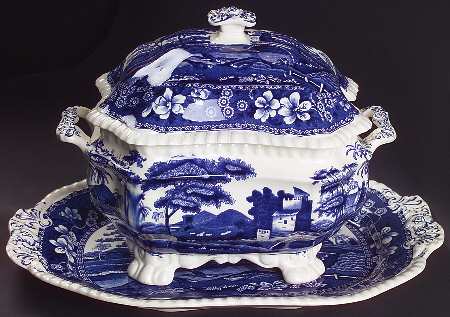 Tower Blue (No #, Older, Gadroon) Tureen & Lid w/Underplate