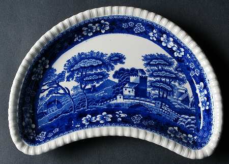 Tower Blue (No #, Older, Gadroon) Crescent Salad Plate