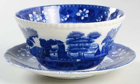 Tower Blue (No #, Older, Gadroon) Gravy Boat & Underplate