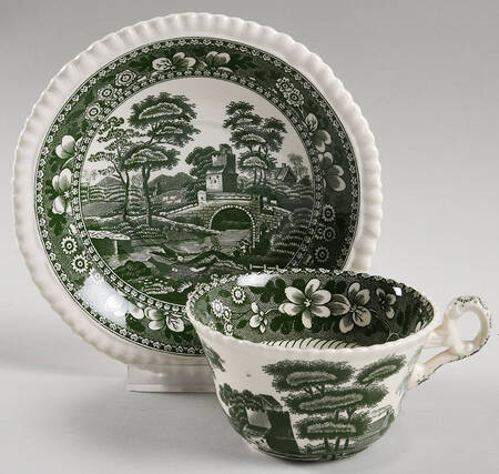 Tower Green Flat Cup & Saucer Set