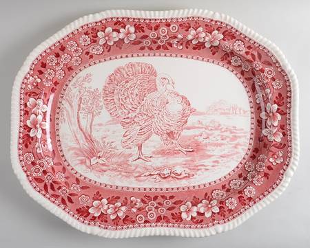 Tower Pink (Game Bird Center) 23" Oval Serving Platter