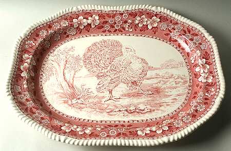Tower Pink (Game Bird Center) 22" Oval Serving Platter