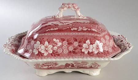 Tower Pink (Newer Backstamp) Rectangular Covered Vegetable