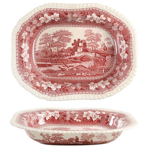 Tower Pink (Newer Backstamp) 9" Oval Vegetable Bowl