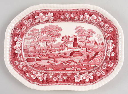 Tower Pink (Newer Backstamp) 10" Oval Serving Platter