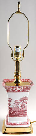 Tower Pink (Newer Backstamp) Electric Square Vase Lamp No Shade