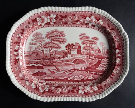 Tower Pink (Newer Backstamp) 12" Oval Serving Platter