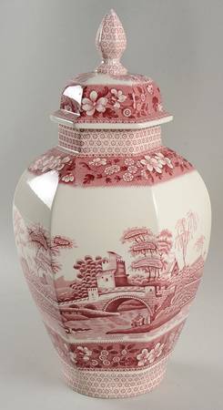 Tower Pink (Newer Backstamp) Large Hexagonal Ginger Jar & Lid