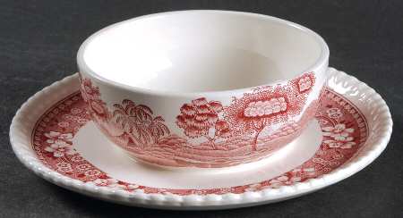 Tower Pink (Newer Backstamp) Mayonnaise with Attached Underplate