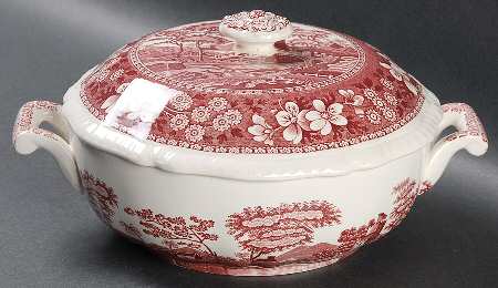 Tower Pink (Newer Backstamp) Round Covered Vegetable