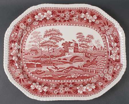 Tower Pink (Newer Backstamp) 17" Oval Serving Platter