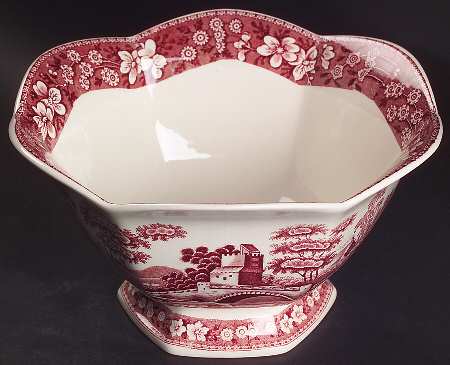 Tower Pink (Newer Backstamp) Footed Hexagonal Bowl