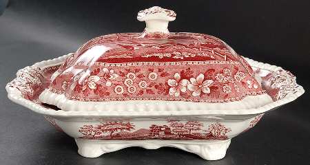 Tower Pink (Newer Backstamp) Rectangular Covered Vegetable