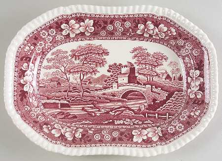 Tower Pink (Newer Backstamp) 11" Oval Serving Platter