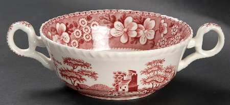 Tower Pink (Newer Backstamp) Flat Cream Soup Bowl