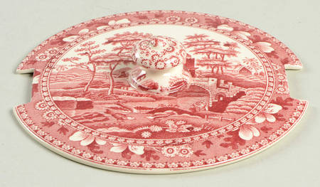 Tower Pink (Older Backstamp) Lid for Butter Tub w/Attached Underplate