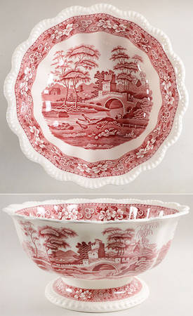 Tower Pink (Older Backstamp) Footed Punch Bowl