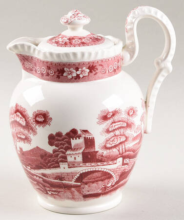 Tower Pink (Older Backstamp) 24 Oz Pitcher with Ledge & Lid by Spode